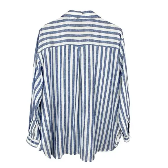 Old Navy Blue and White Striped Button-Down Shirt - Picture 6 of 9